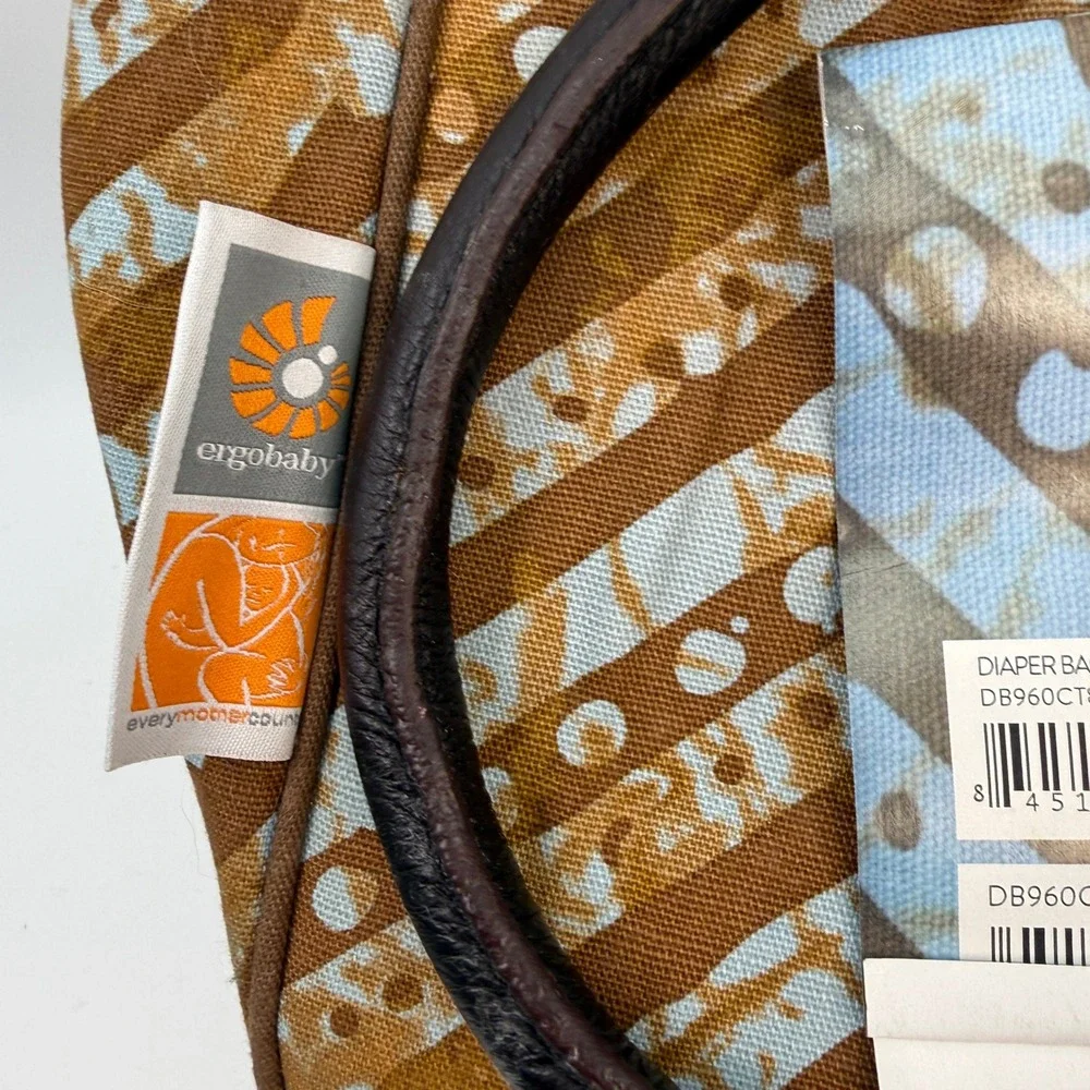 NWT Ergobaby EMC Diaper Bag Rare Togo Print OS Boho Canvas Leather Indie‎ Tribal